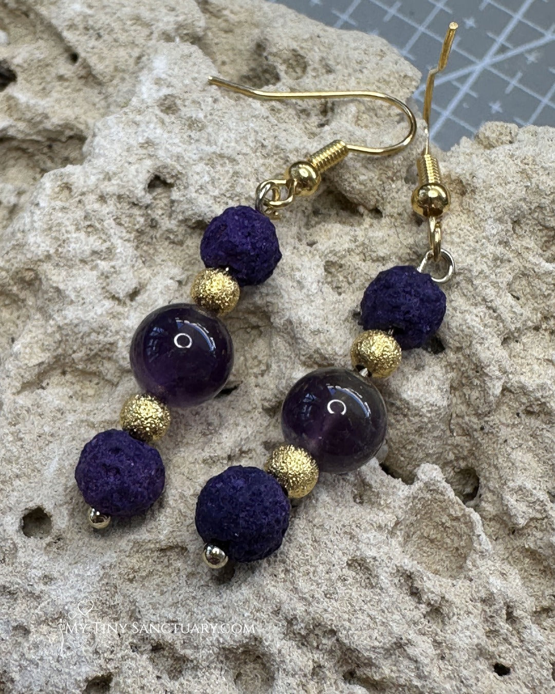 The Empress Amethyst Earrings - Deep Purple Dangle My Tiny Sanctuary