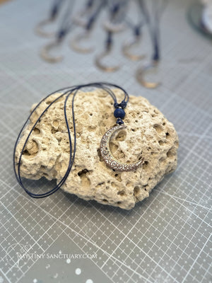 Laced Waning Moon Necklace Adjustable Length