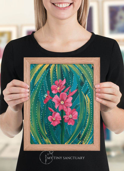 Oleander Flower Blooming Poster (framed or unframed) - My Tiny Sanctuary