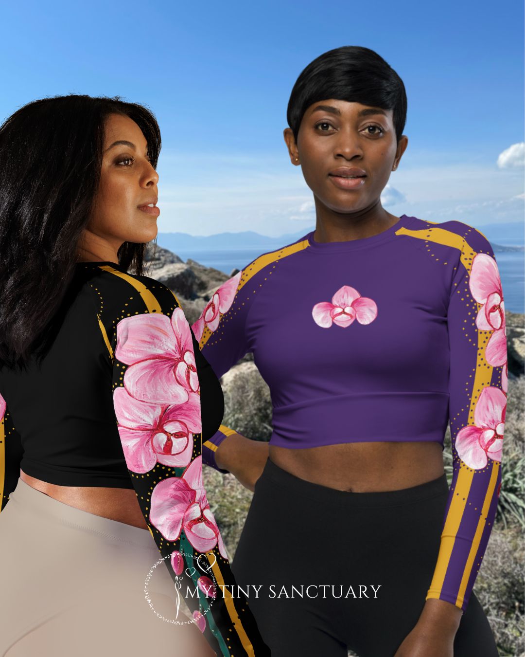 Orchid Crop Top • Eco-friendly Choice for Sportswear • Sizes from 2XS to 6XL My Tiny Sanctuary