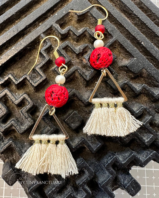 Red Lava Earrings | Grounding Crystal Jewelry for Christmas