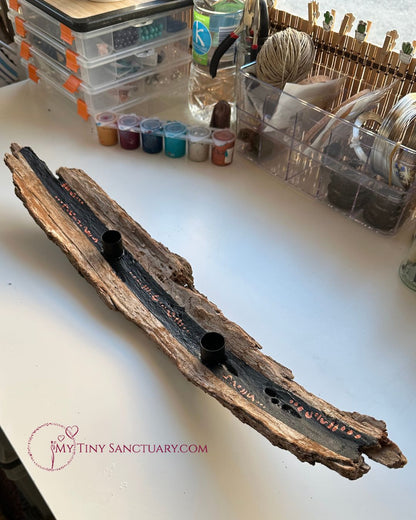 Tree Bark Candle Holder with Light Codes