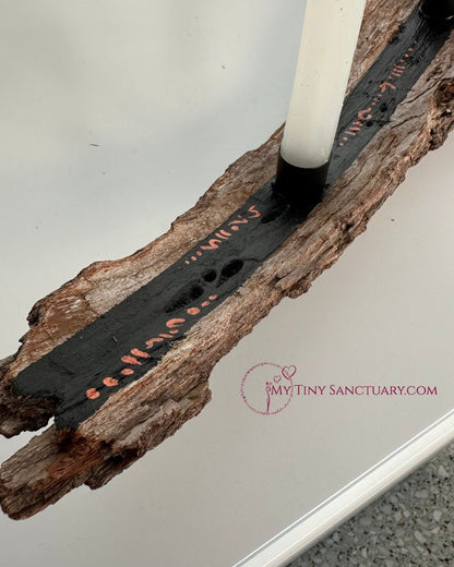 Tree Bark Candle Holder with Light Codes