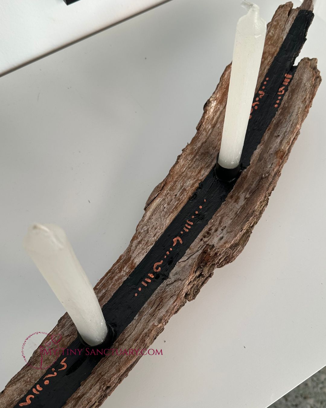 Tree Bark Candle Holder with Light Codes