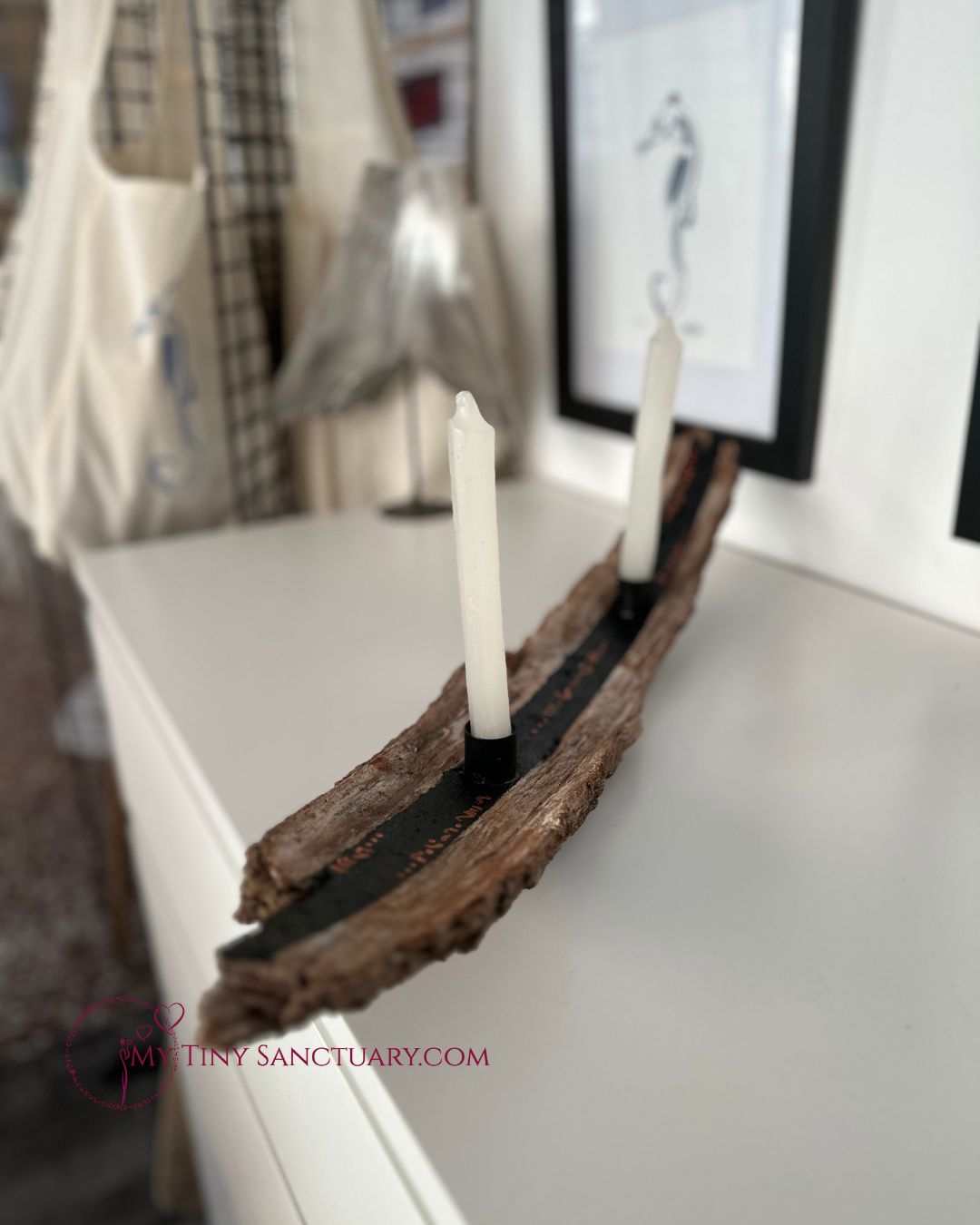 Tree Bark Candle Holder with Light Codes