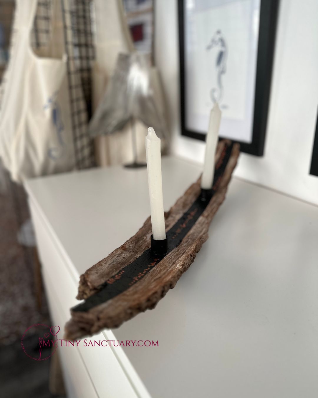 Tree Bark Candle Holder with Light Codes