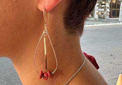 Terra Nova Drop Earring – Coral Lava, Porcupine Needle & Rose Gold - LIMITED EDITION - My Tiny Sanctuary