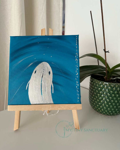 Série Esprit Baleine : Peinture Acrylique Codée Lumière de Curiosité