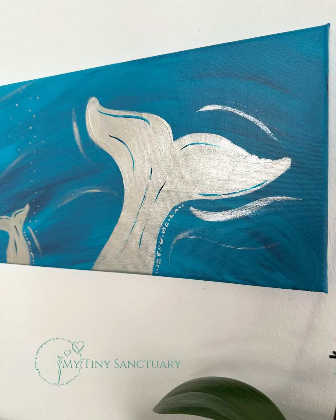 Whale Spirit Series: Three Loving Generations Acrylic Painting 60x20cm