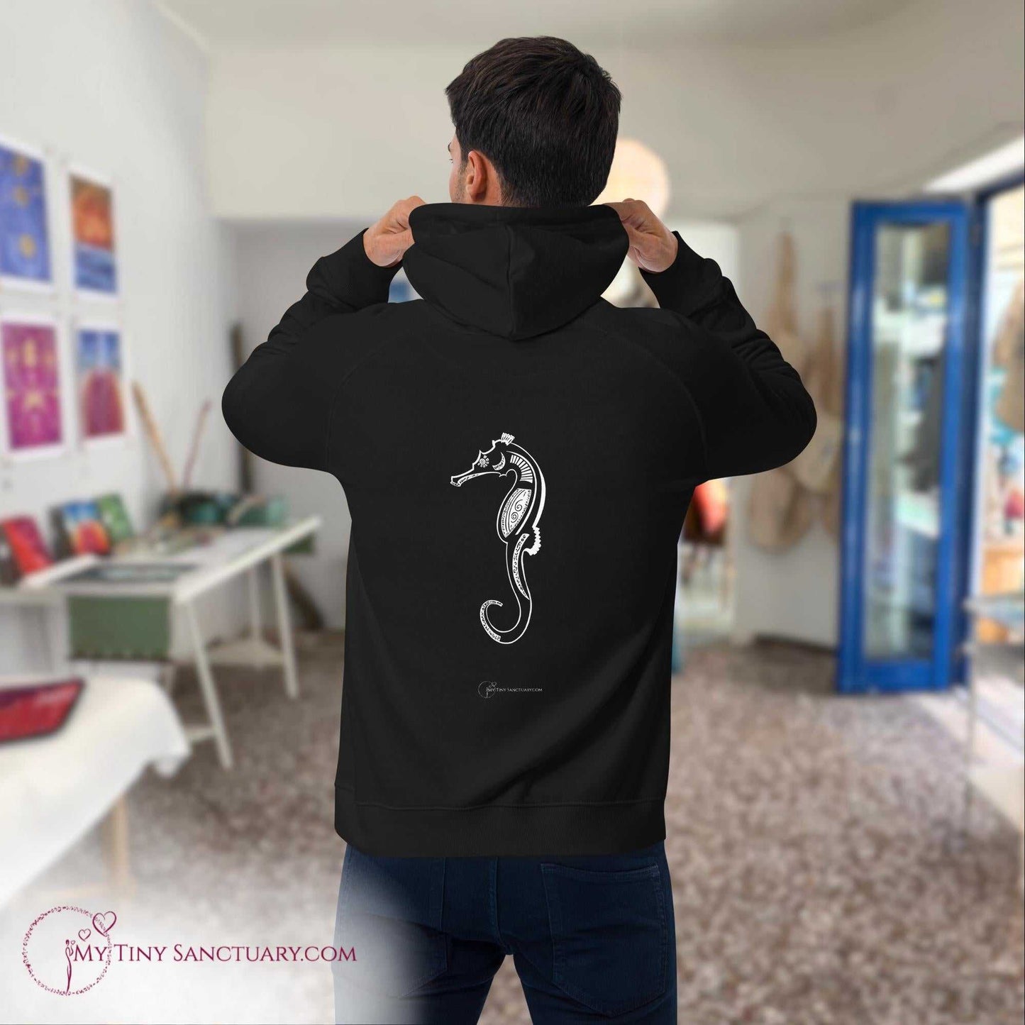 Seahorse Animal Spirit Hoodie for Men made of Eco-conscious materials