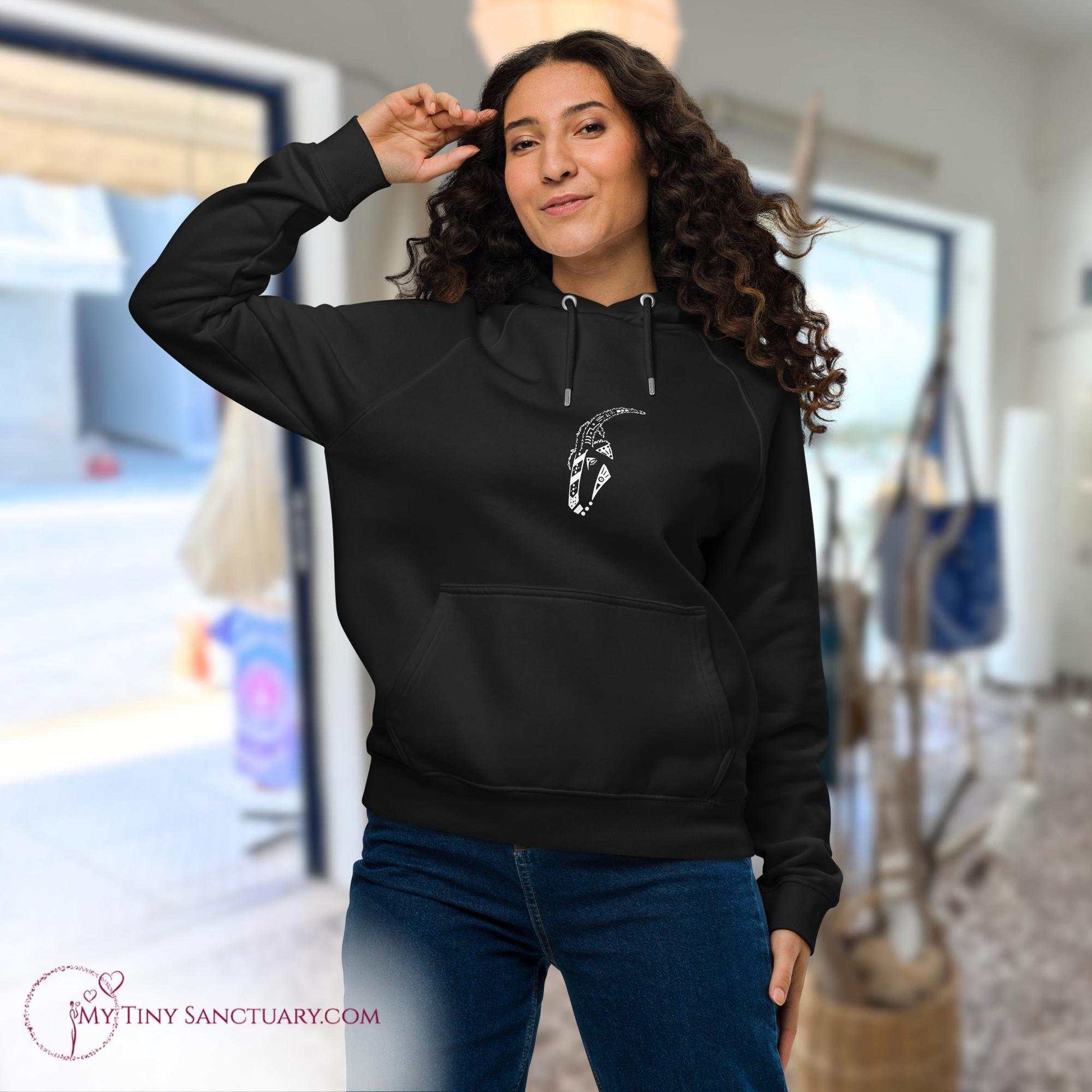 Goat Animal Spirit Hoodie for Women made of Eco-conscious materials