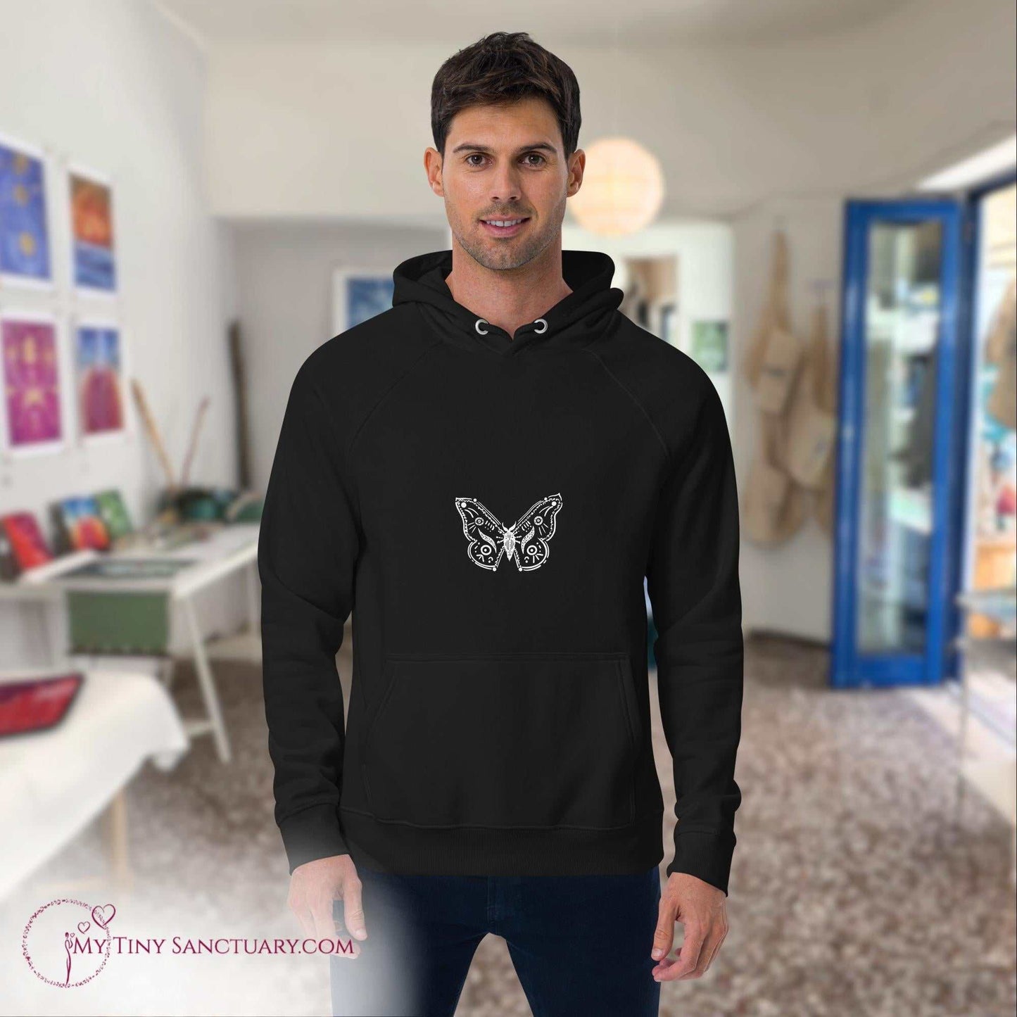 Butterfly Animal Spirit Hoodie for Men made of Eco-conscious materials