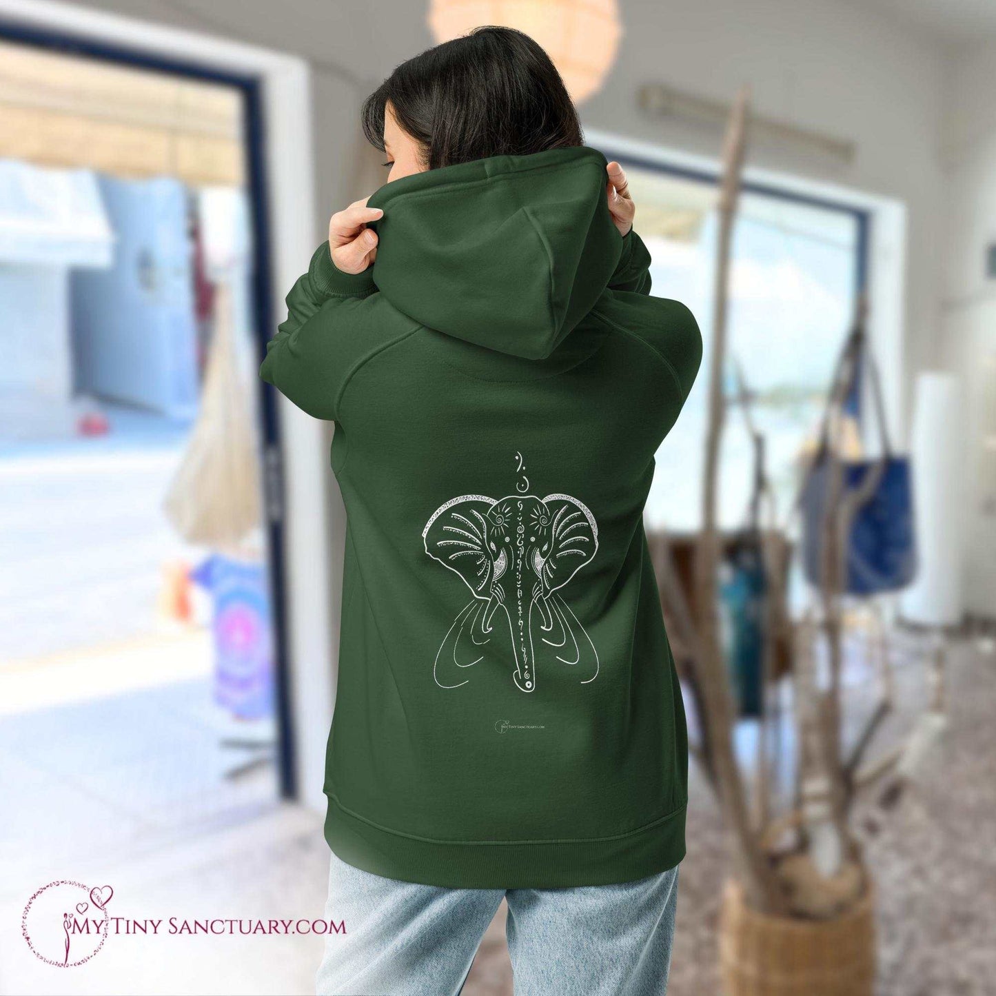 Elephant Animal Spirit Hoodie for Women made of Eco-conscious materials