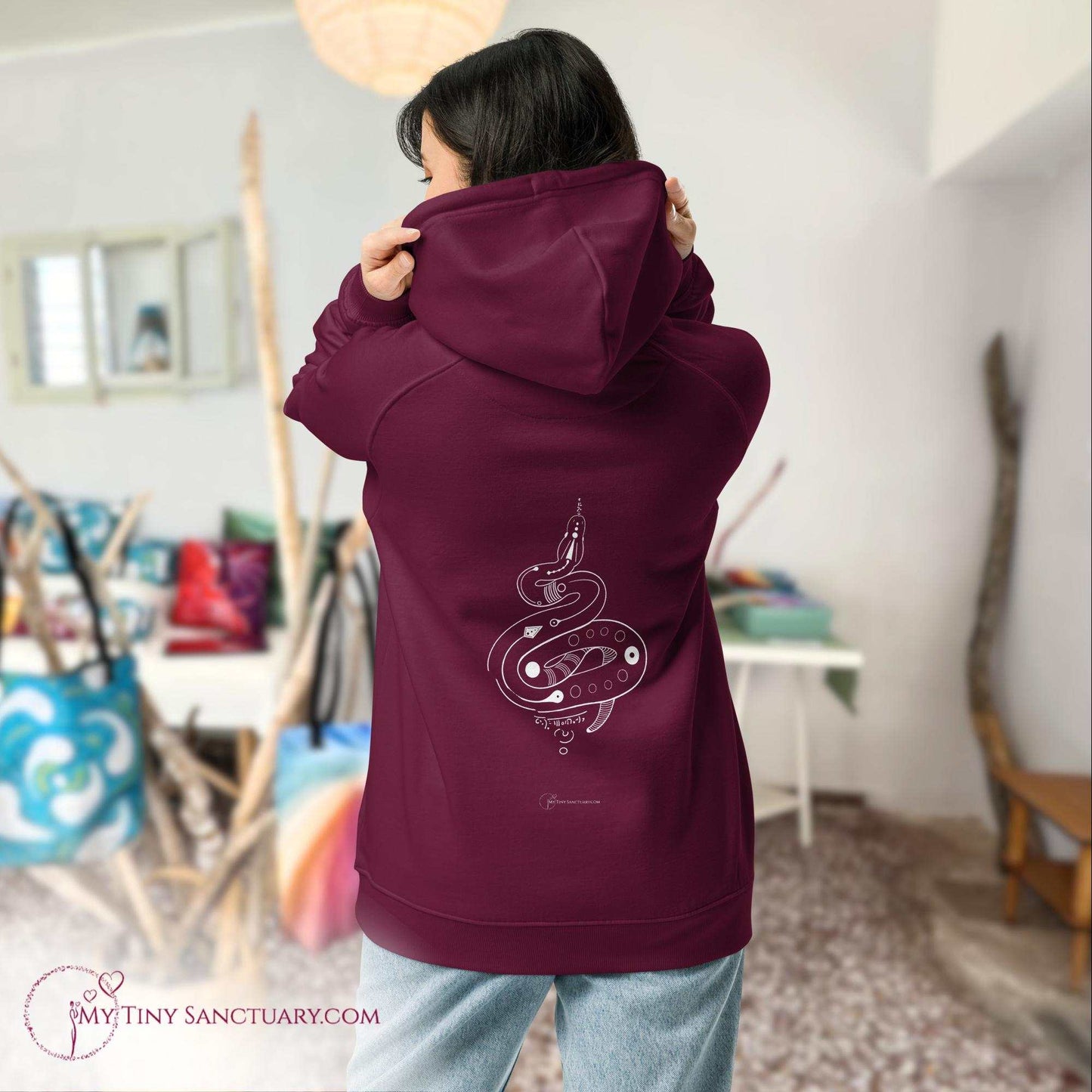 Serpent Animal Spirit Hoodie for Women made of Eco-conscious materials