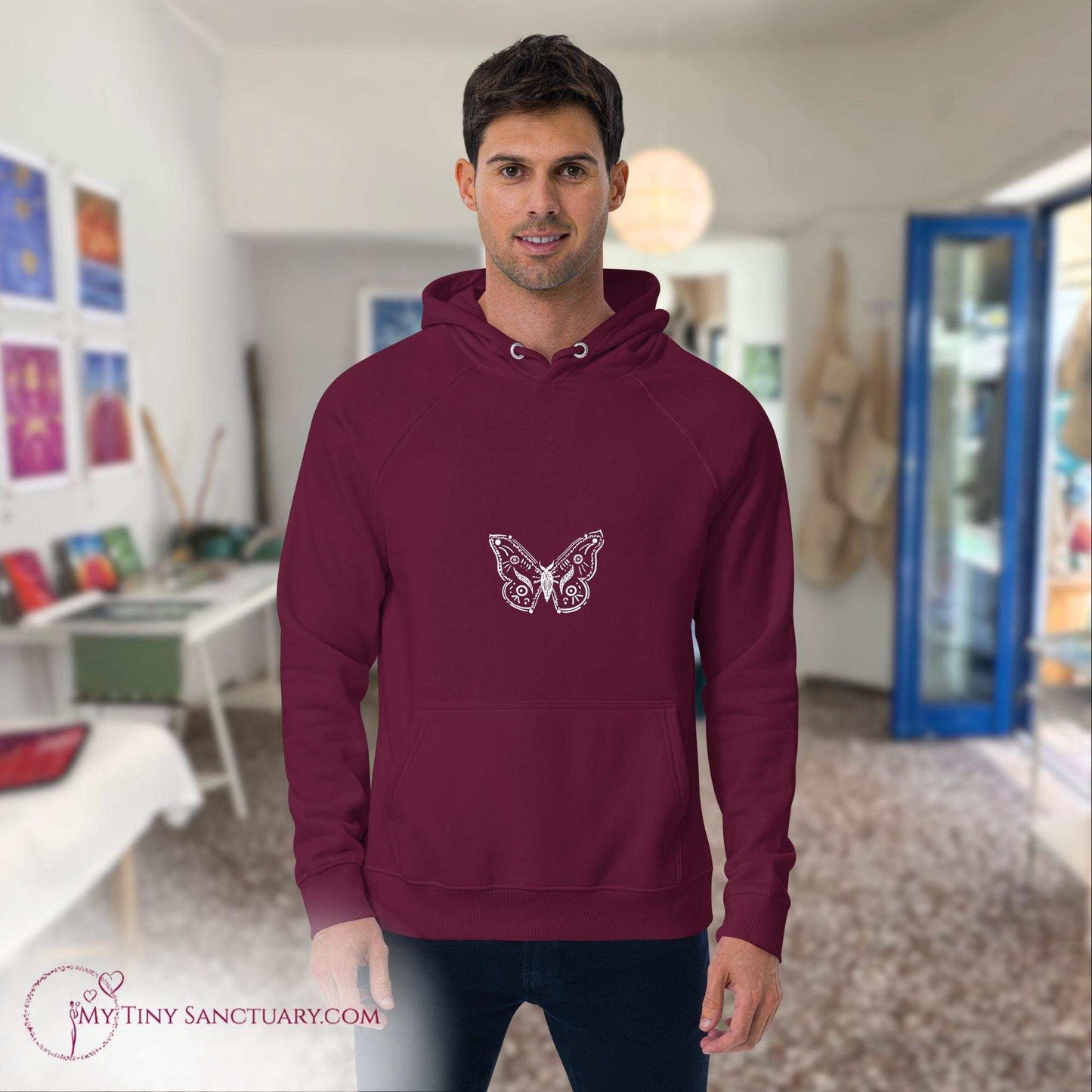 Butterfly Animal Spirit Hoodie for Men made of Eco-conscious materials