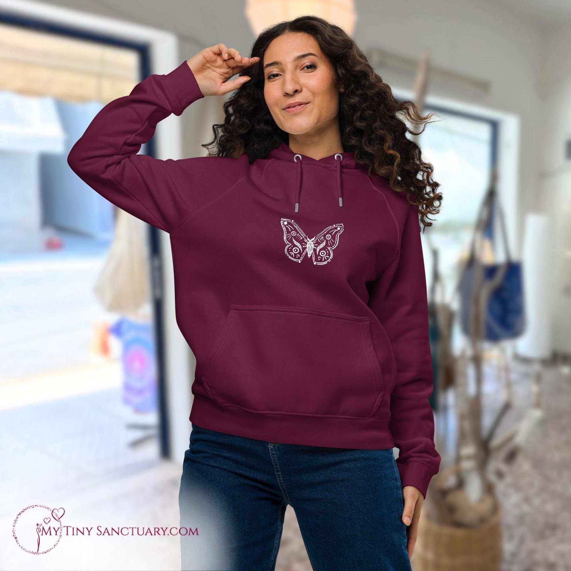 Butterfly Animal Spirit Hoodie for Women made of Eco-conscious materials