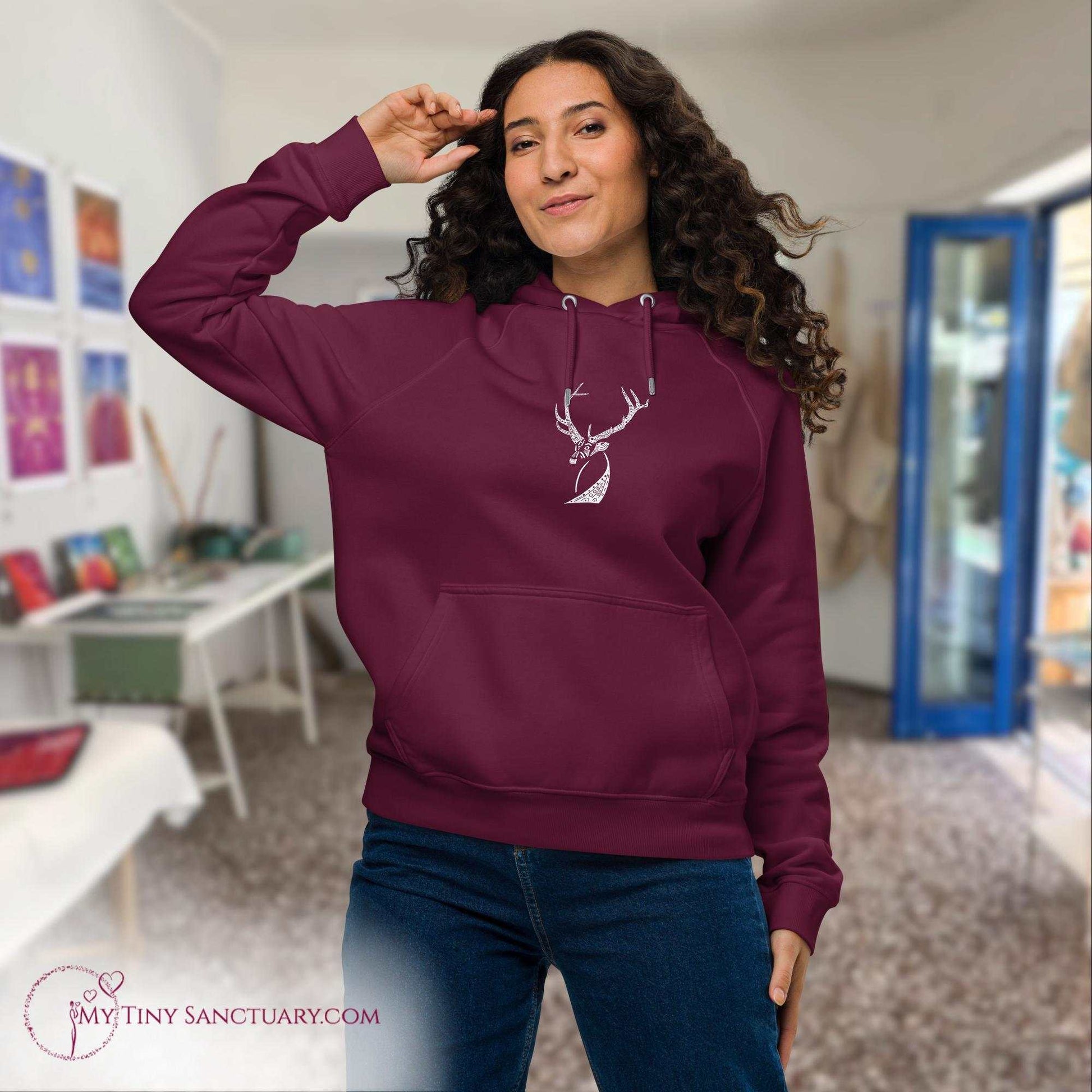 Elk Animal Spirit Hoodie for Women made of Eco-conscious materials