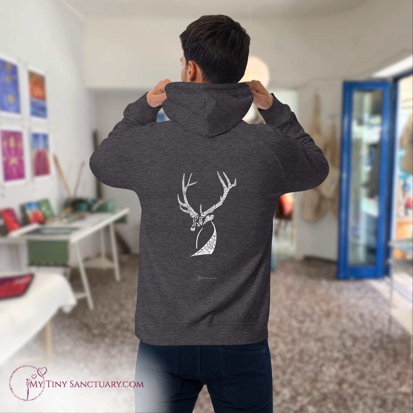 Elk Animal Spirit Hoodie for Men made of Eco-conscious materials