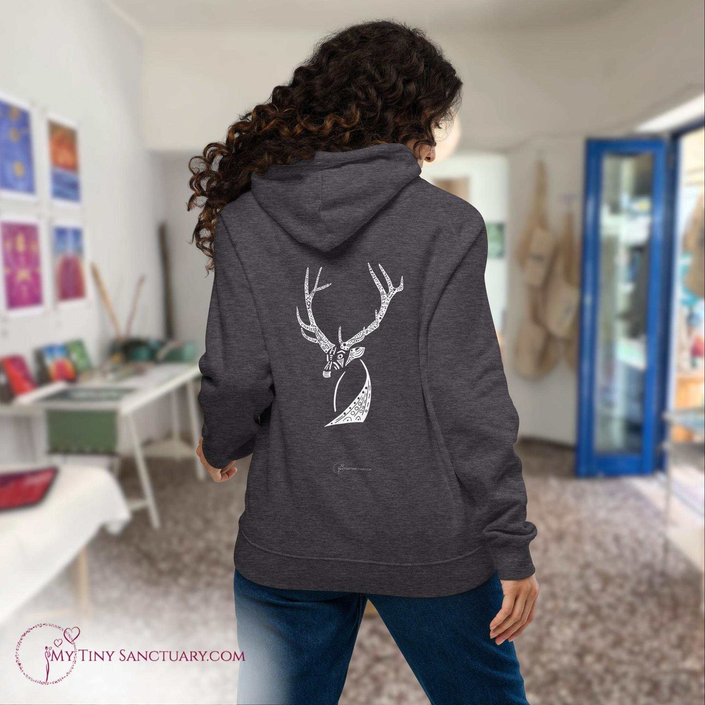 Elk Animal Spirit Hoodie for Women made of Eco-conscious materials