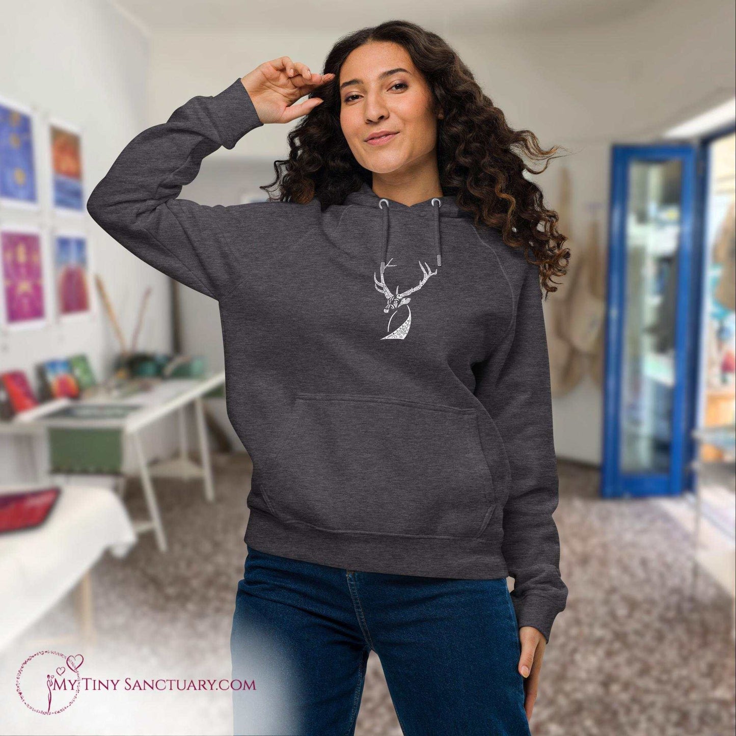 Elk Animal Spirit Hoodie for Women made of Eco-conscious materials