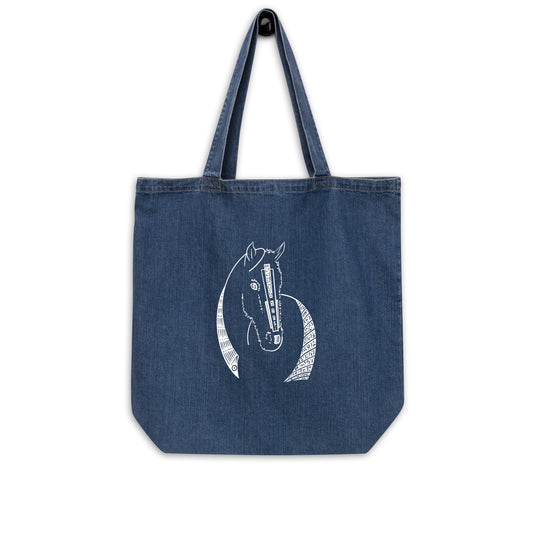 Horse Animal Spirit Tote Bag 100% Organic blue denim