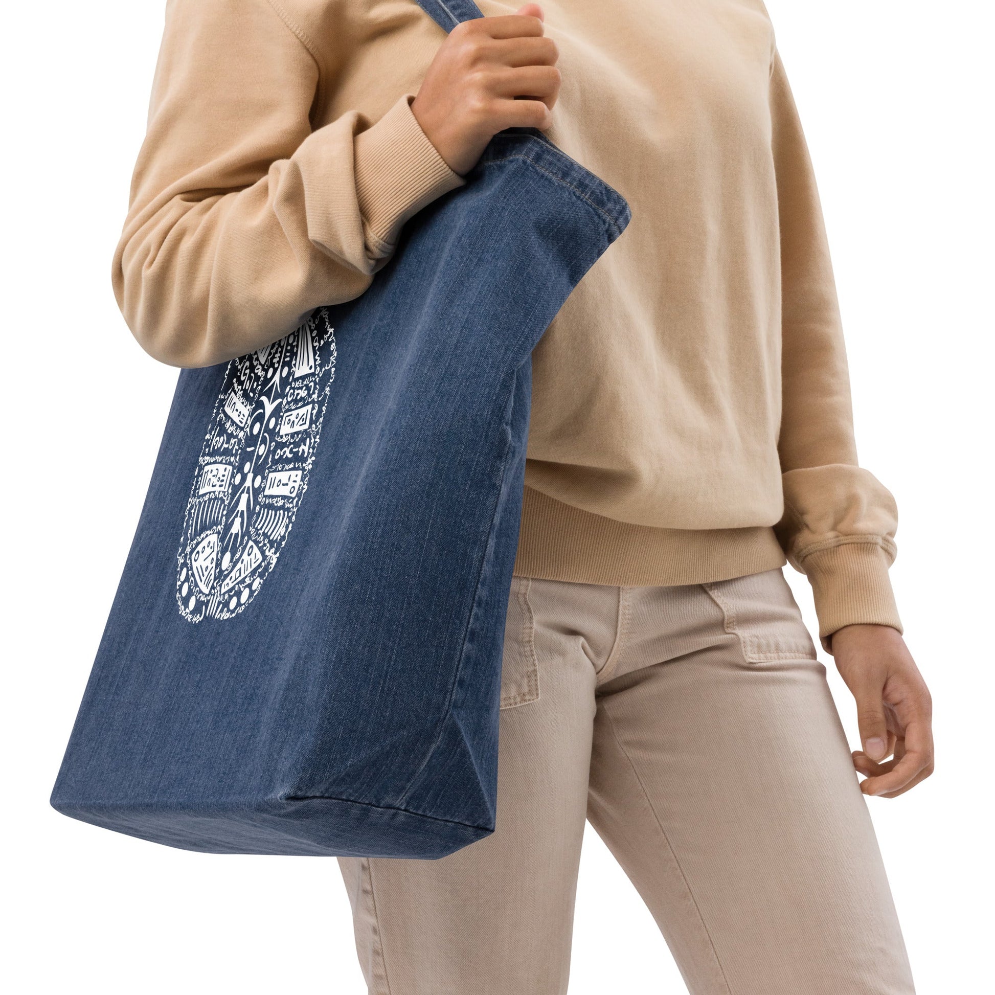 Turtle Animal Spirit Tote Bag 100% Organic blue denim