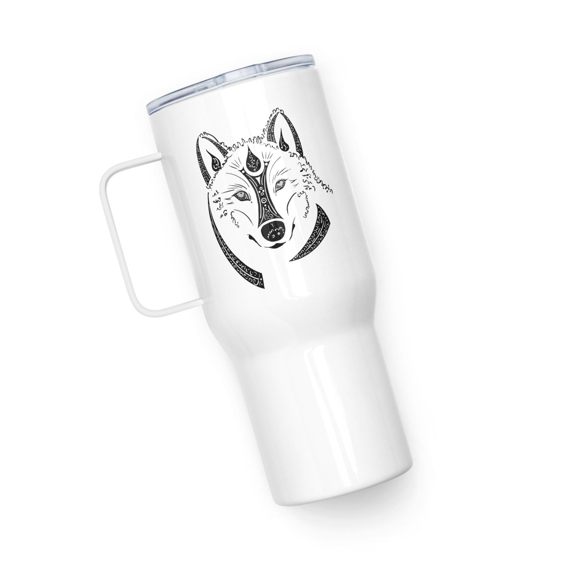 Wolf Animal Spirit Travel Mug I Stainless steel I Handle