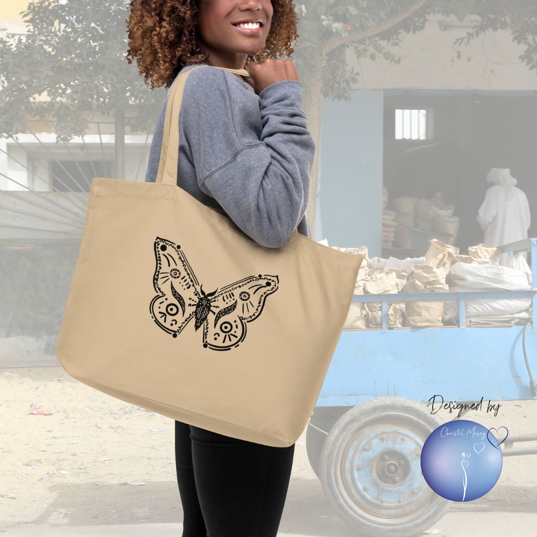 Butterfly Animal Spirit Tote Bag 100% organic cotton XL size