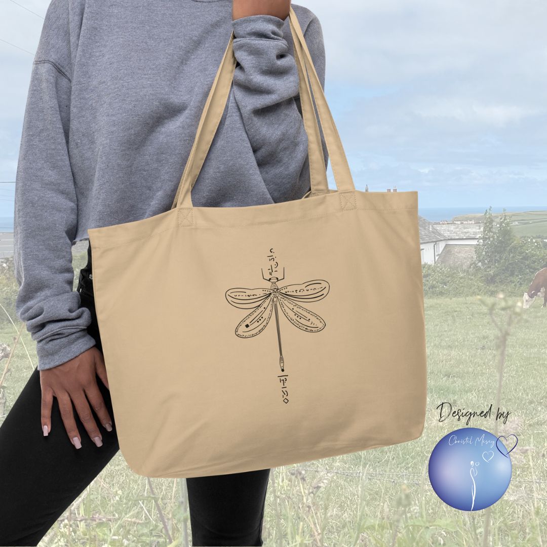 Dragonfly Animal Spirit Tote Bag 100% organic cotton XL size