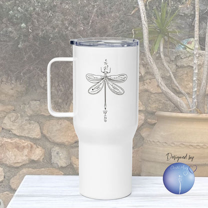 Dragonfly Animal Spirit Travel Mug I Stainless steel I Handle