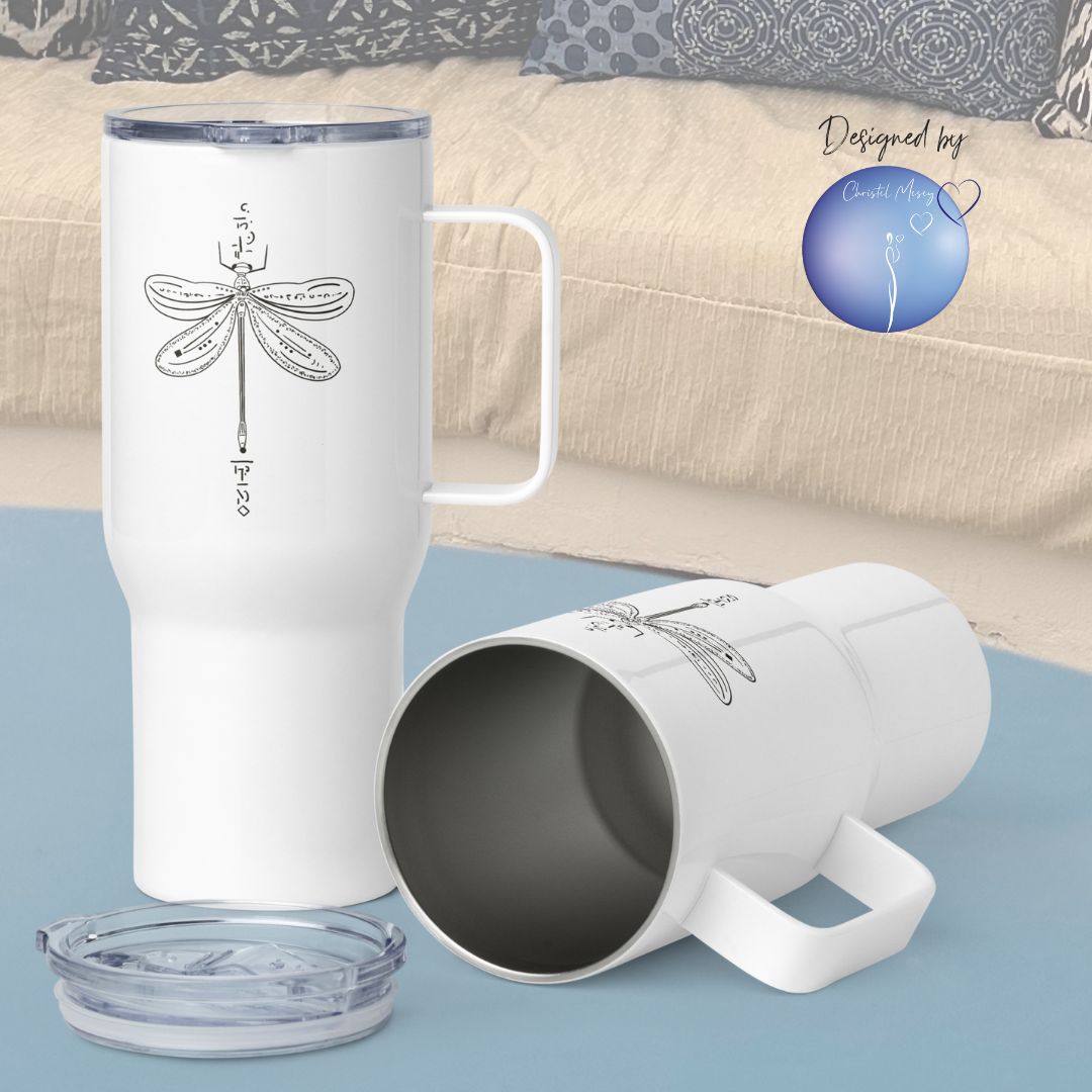 Dragonfly Animal Spirit Travel Mug I Stainless steel I Handle