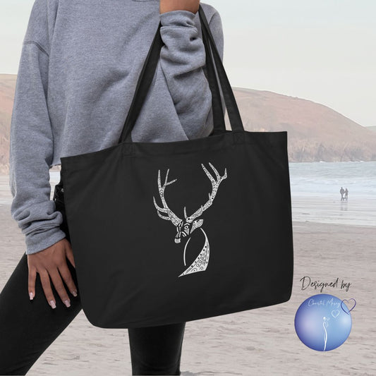 Elk Animal Spirit Tote Bag 100% organic cotton XL size