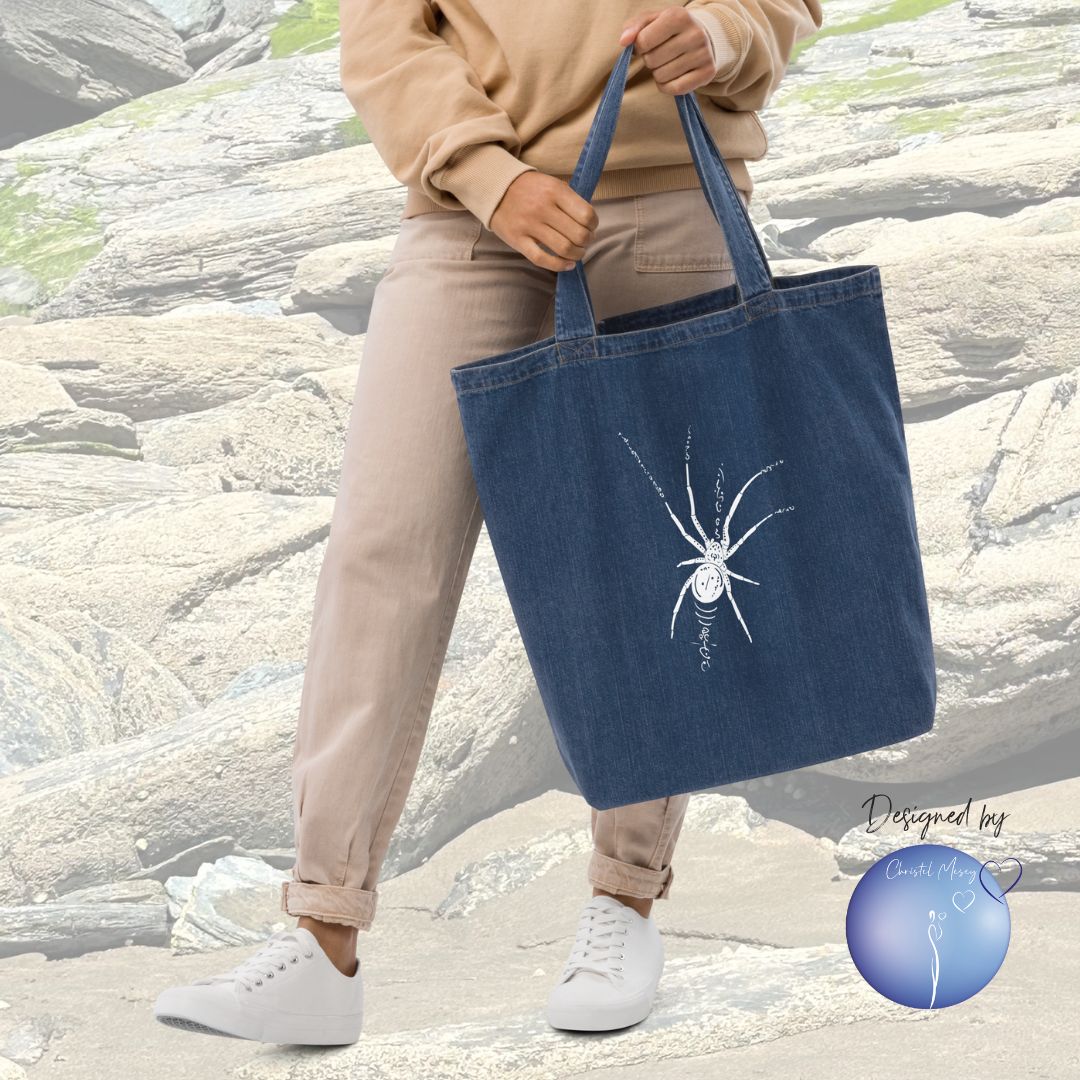 Spider Animal Spirit Tote Bag 100% Organic denim