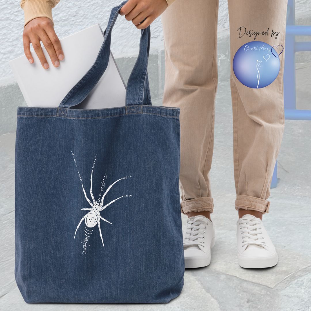 Spider Animal Spirit Tote Bag 100% Organic denim