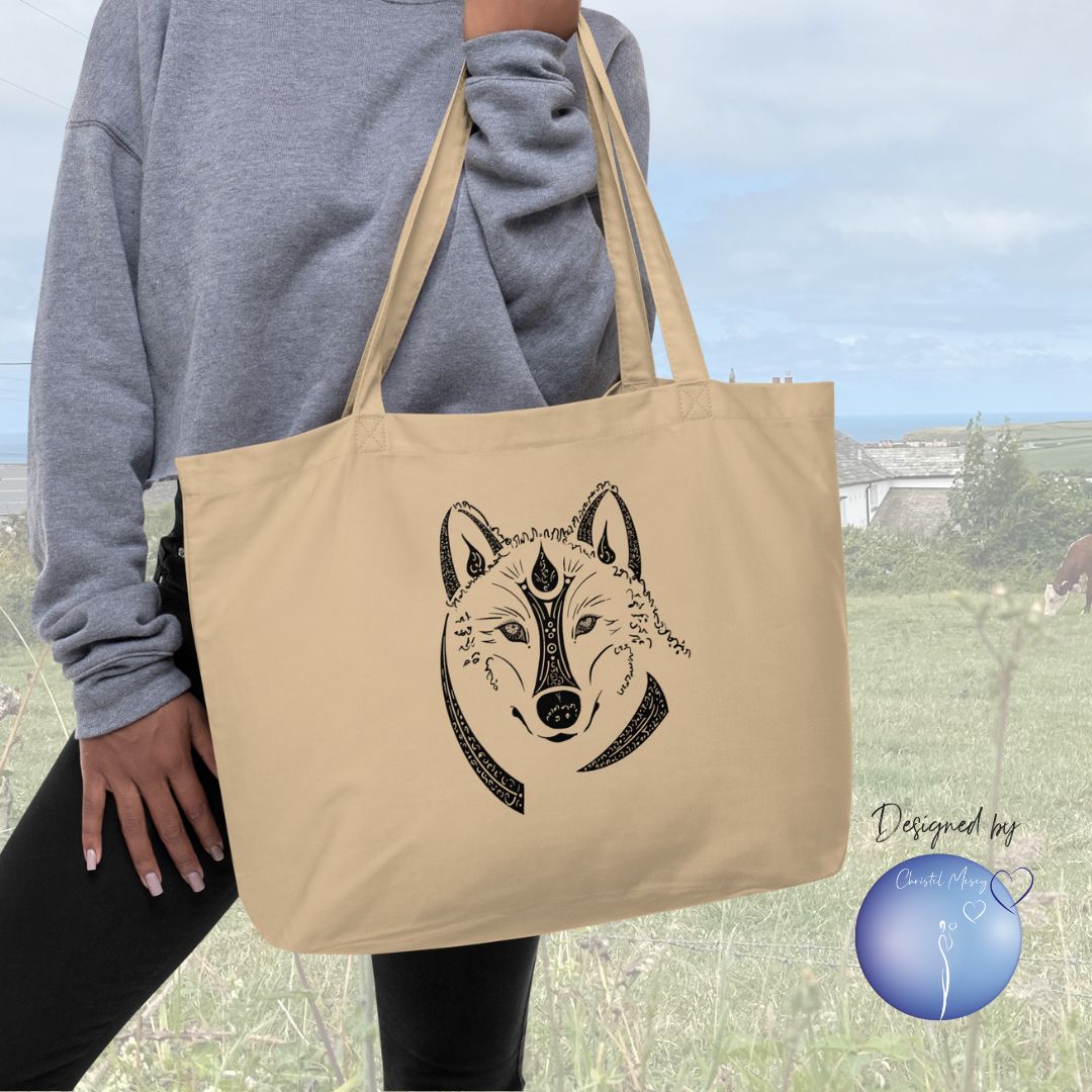 Wolf Animal Spirit XL Tote Bag 100% organic cotton