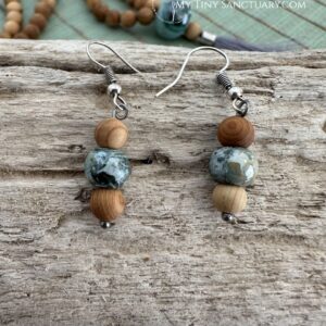Aegean Green Grounding Earrings | Sandalwood & Ceramic Drops