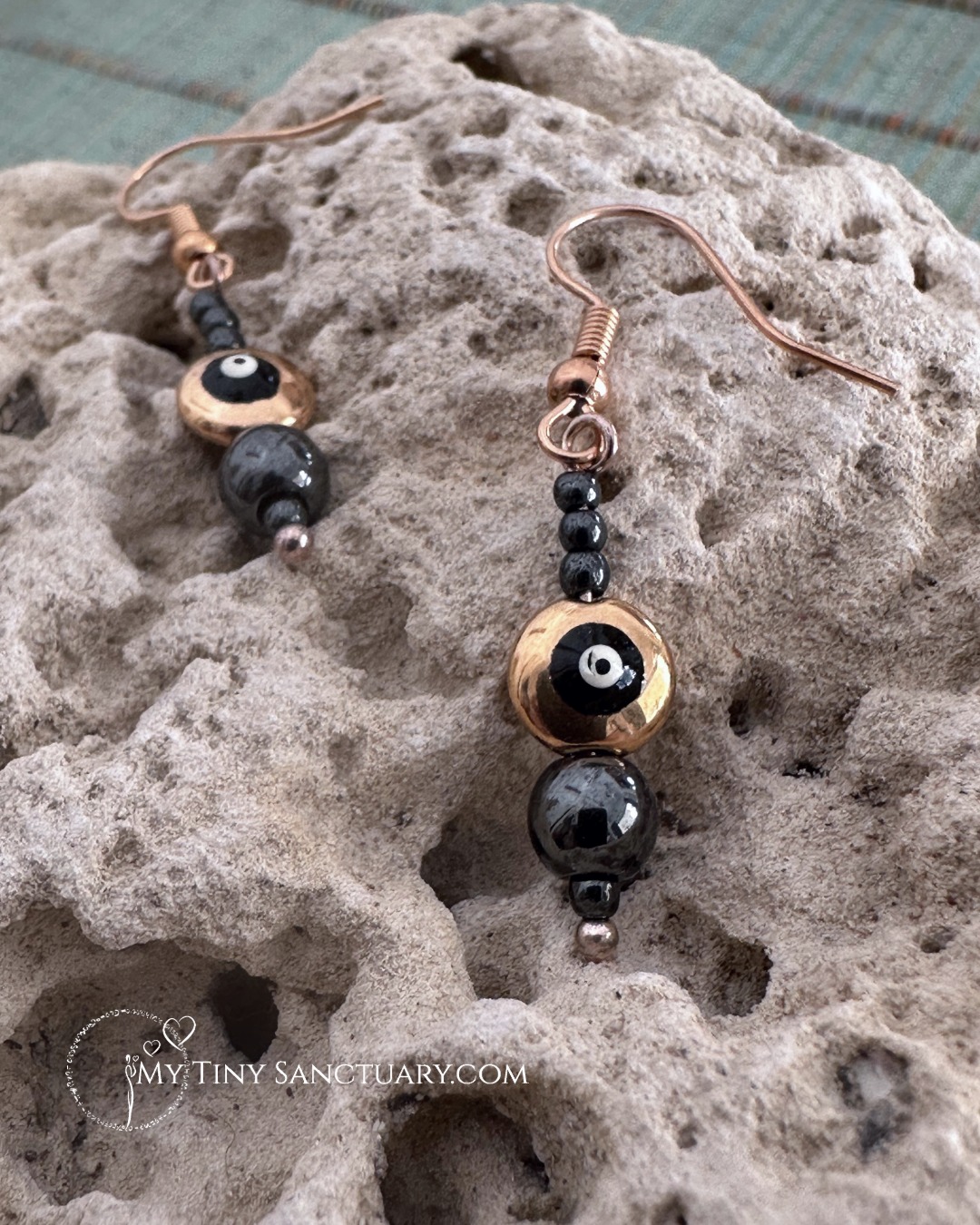 Rose Gold & Hematite Mati Earrings