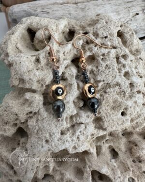 Rose Gold & Hematite Mati Earrings