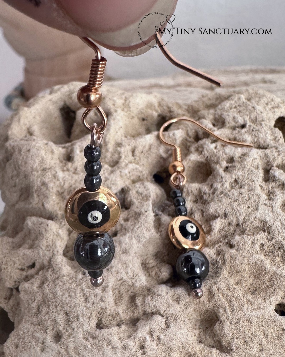 Rose Gold & Hematite Mati Earrings