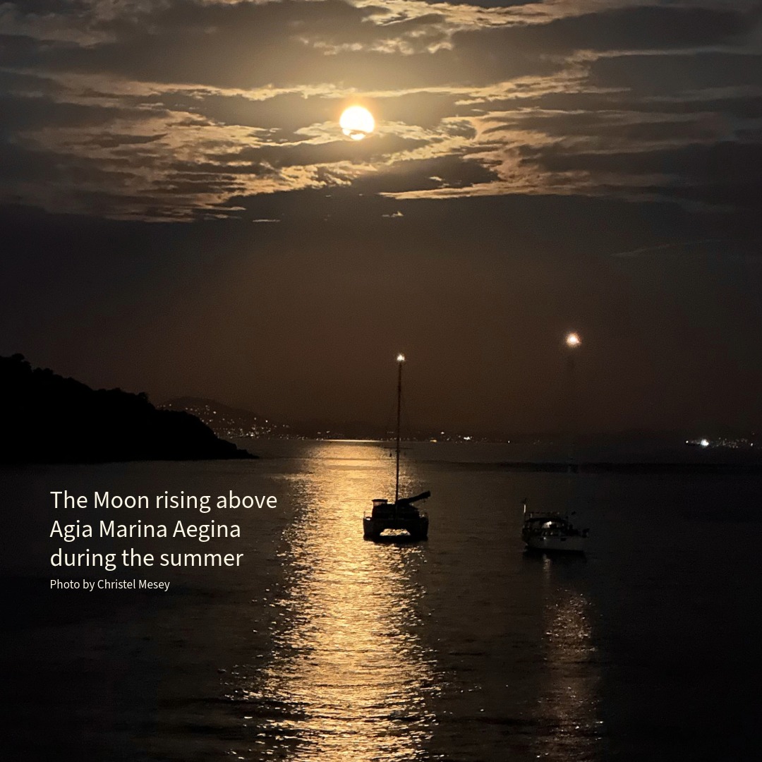 Moon Rising Above Agia Marina Aegina