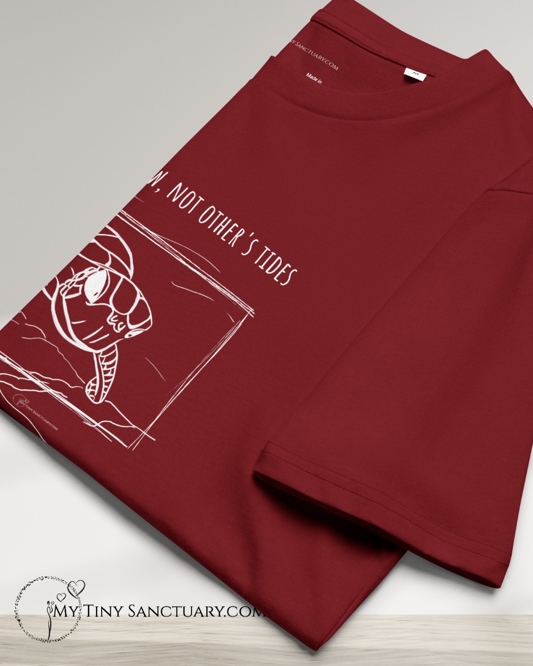 Turtle Animal Spirit T-Shirt – "I Follow My Flow, Not Others' Tides" (Organic Cotton)