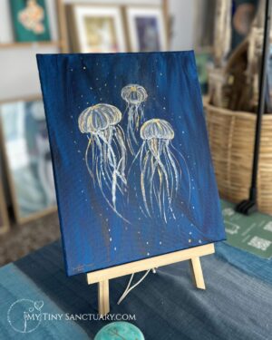 Jellyfishes in the Deep – Original Acrylic Painting by Christel Mesey | Aegina Ocean Art | My Tiny Sanctuary