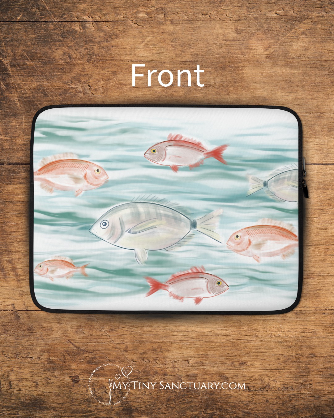 Aegean Fish Laptop Case – Water-Resistant Neoprene Sleeve with Faux Fur Lining