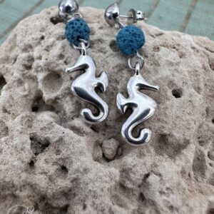 Volcanic Green Seahorse Spirit | Anchor Within | 999° Antique Silver & Lava Stone