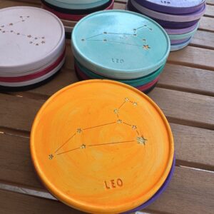 Leo Coaster – Hand-painted Leo Constellation Coaster in Porcelain